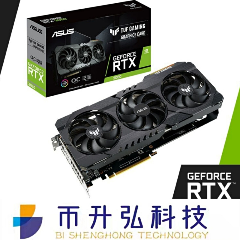 สีดำ ASUS TUF GeForce RTX 3060 OC 12GB 3584 CUDA 15000MHz เดี่ยว 8 Pin